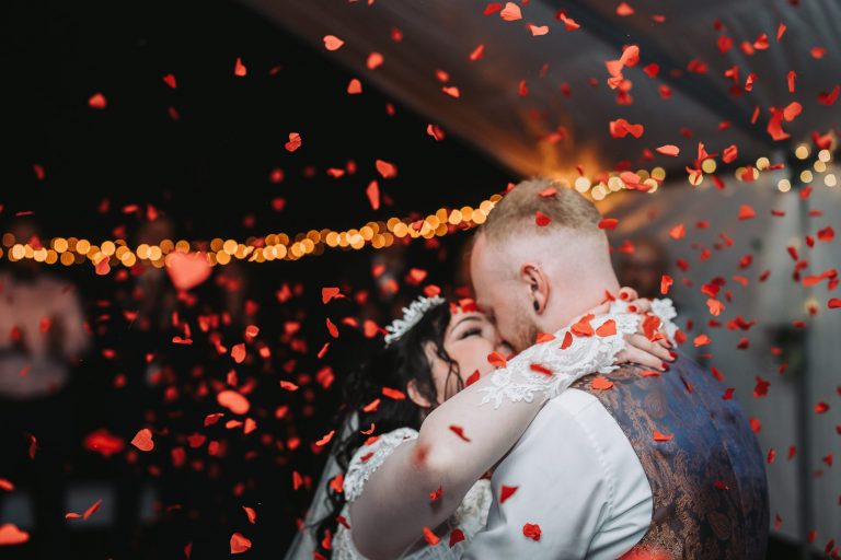Wedding Dance kiss with roses