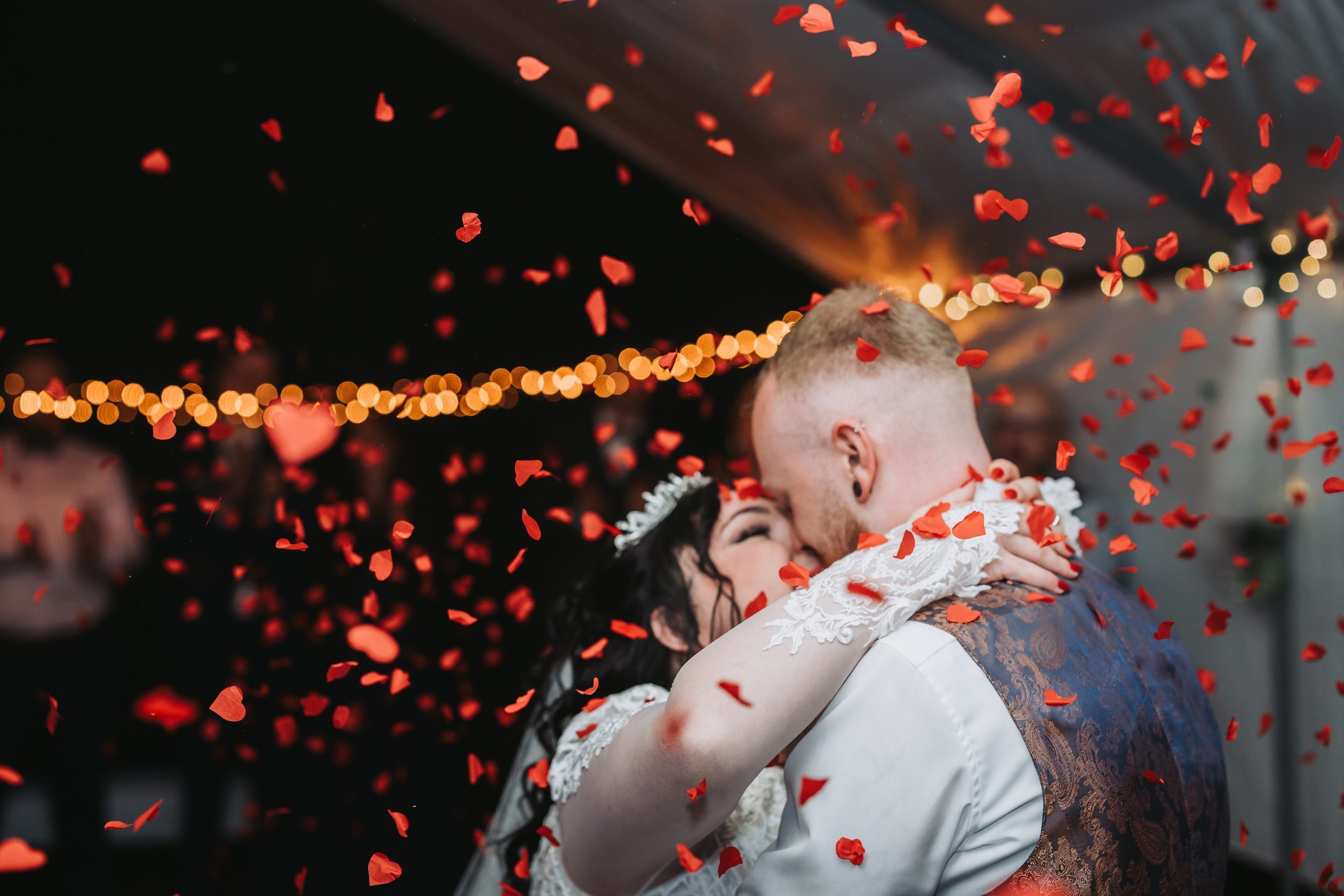 Wedding Dance kiss with roses